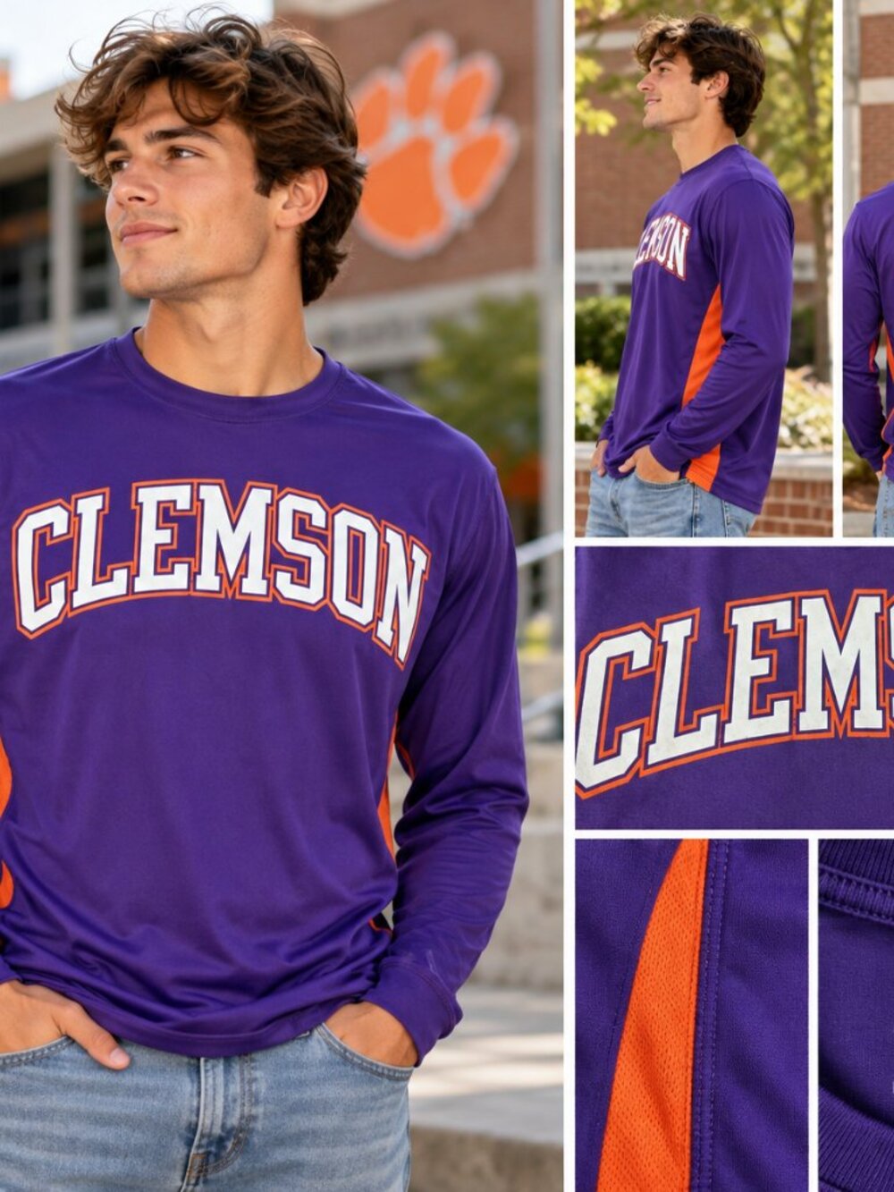 Clemson Tigers J. America Long Sleeve Performance Shirt – Men’s Medium